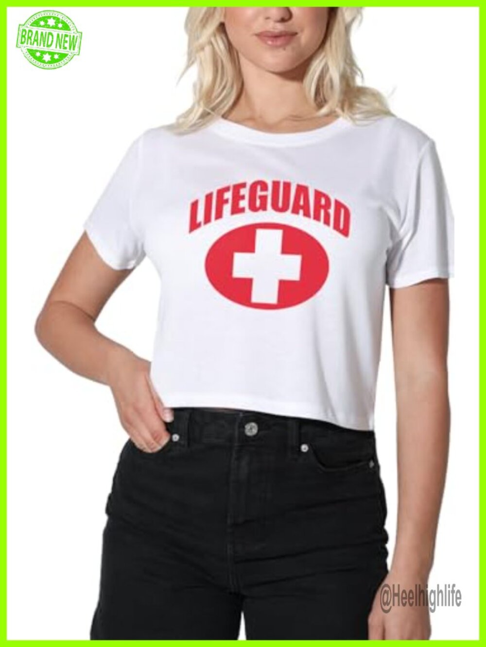 Women's Lifeguard Graphic Crop Top T-Shirt Cotton Short Sleeve